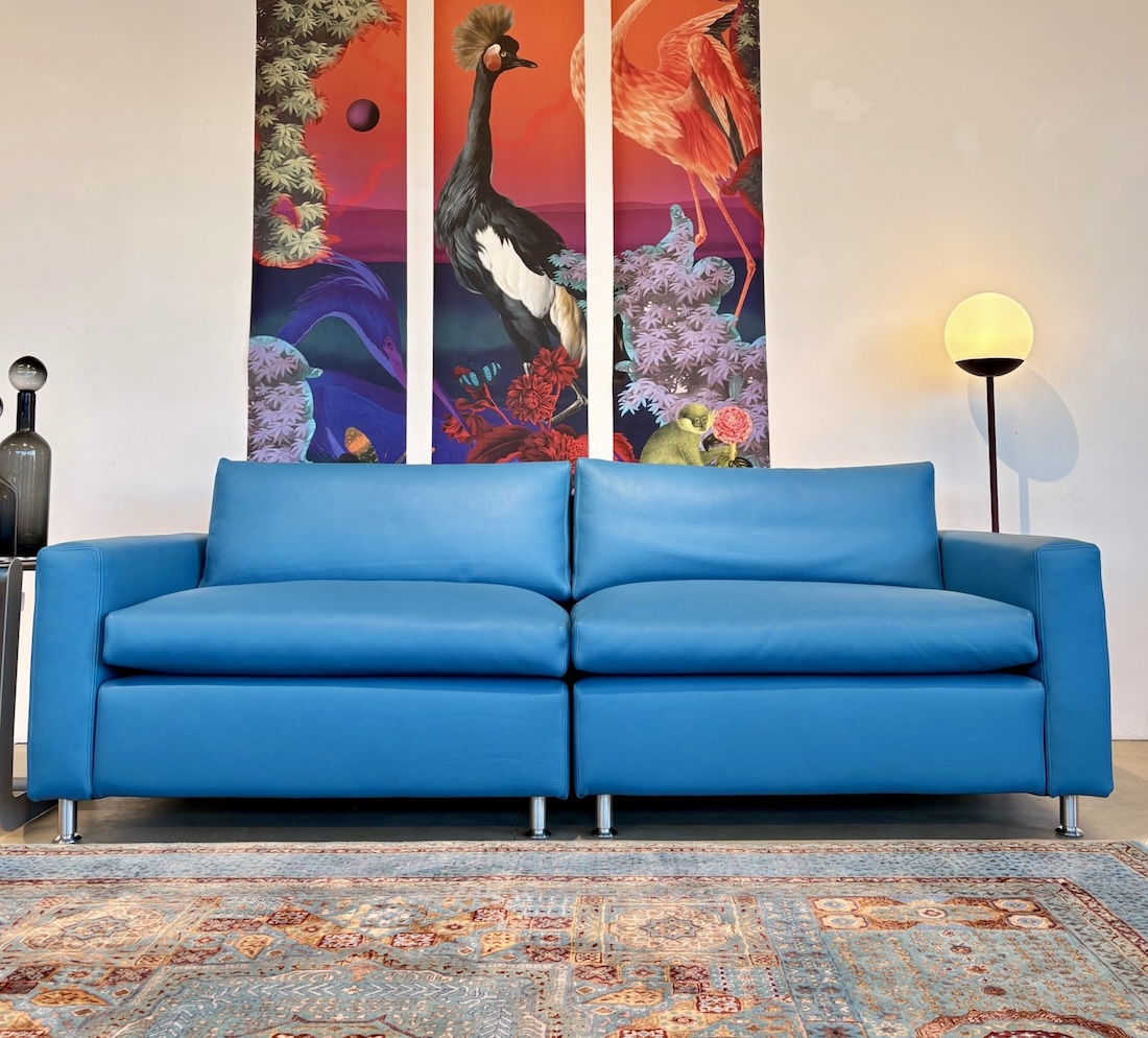 modulares sofa leder blau kurth front