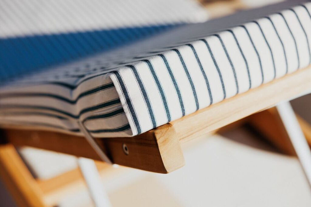 Sitzauflage, weiß-grün gestreift, für Gartenliege